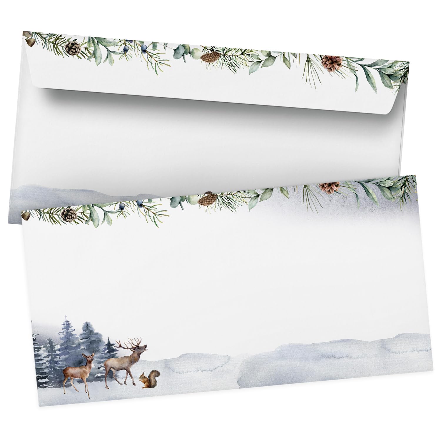 Weihnachtsumschläge Santa Claus – 50 Stück, DIN Lang, Ohne Fenster, Selbstklebend