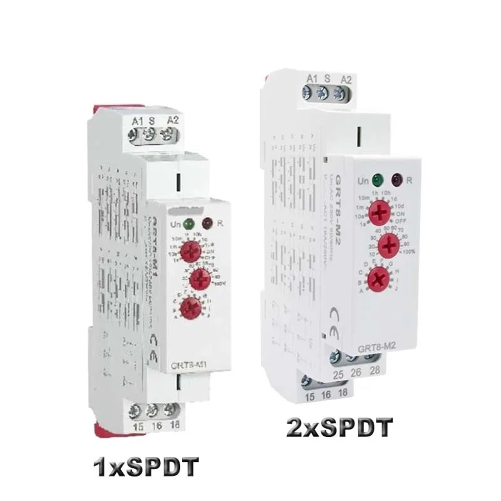 GRT8-M 16A Relé Temporizador multifunción Temporizador en Carril DIN 10 Opciones de Funciones AC DC 12V 24V 220V 230V Relé de Tiempo(2xSPDT AC 230V)