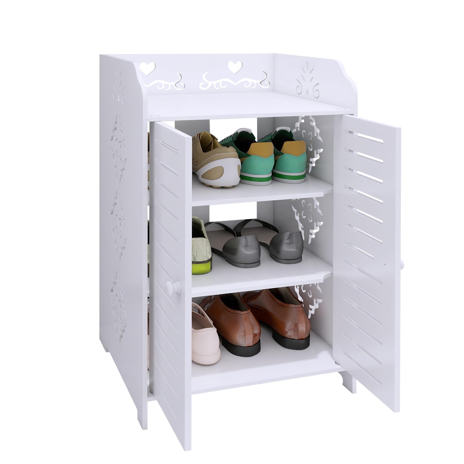 Cómoda de zapatos de PP Homewell resistente y espaciosa con dos puertas blancas