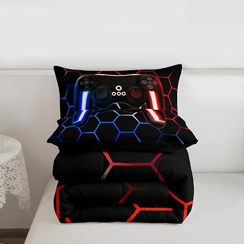 Miniatura 7 de Juego de ropa de cama con diseño de videojuegos para niños y adolescentes, juego de edredón de juegos para todas las estaciones, edredón de plumón