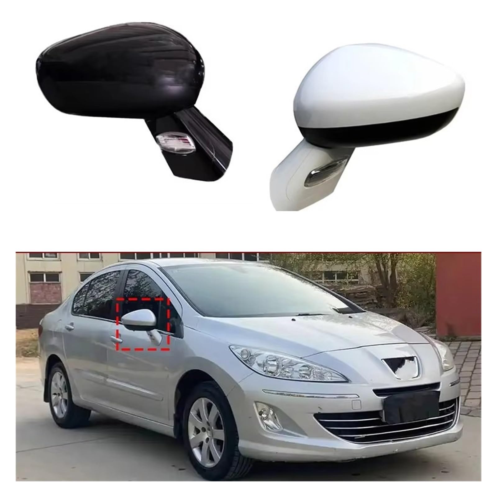 Retrovisore Esterno Sinistro Per Peugeot 408 2010-2012 Auto Esterno Specchietto Retrovisore Montaggio Riscaldamento Manuale Pieghevole/Pieghevole Elettrico(14pin Right N)