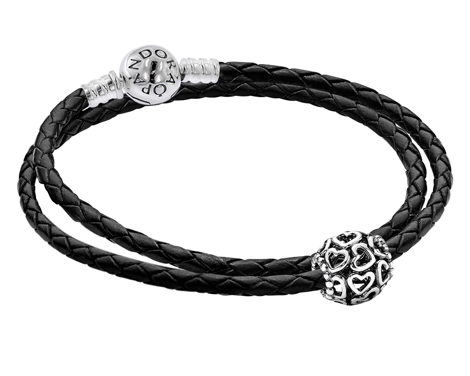 PANDORA Juego de Joyas Plata de Ley 925 51521-38 38 cm | Como signo de amor negro y plateado