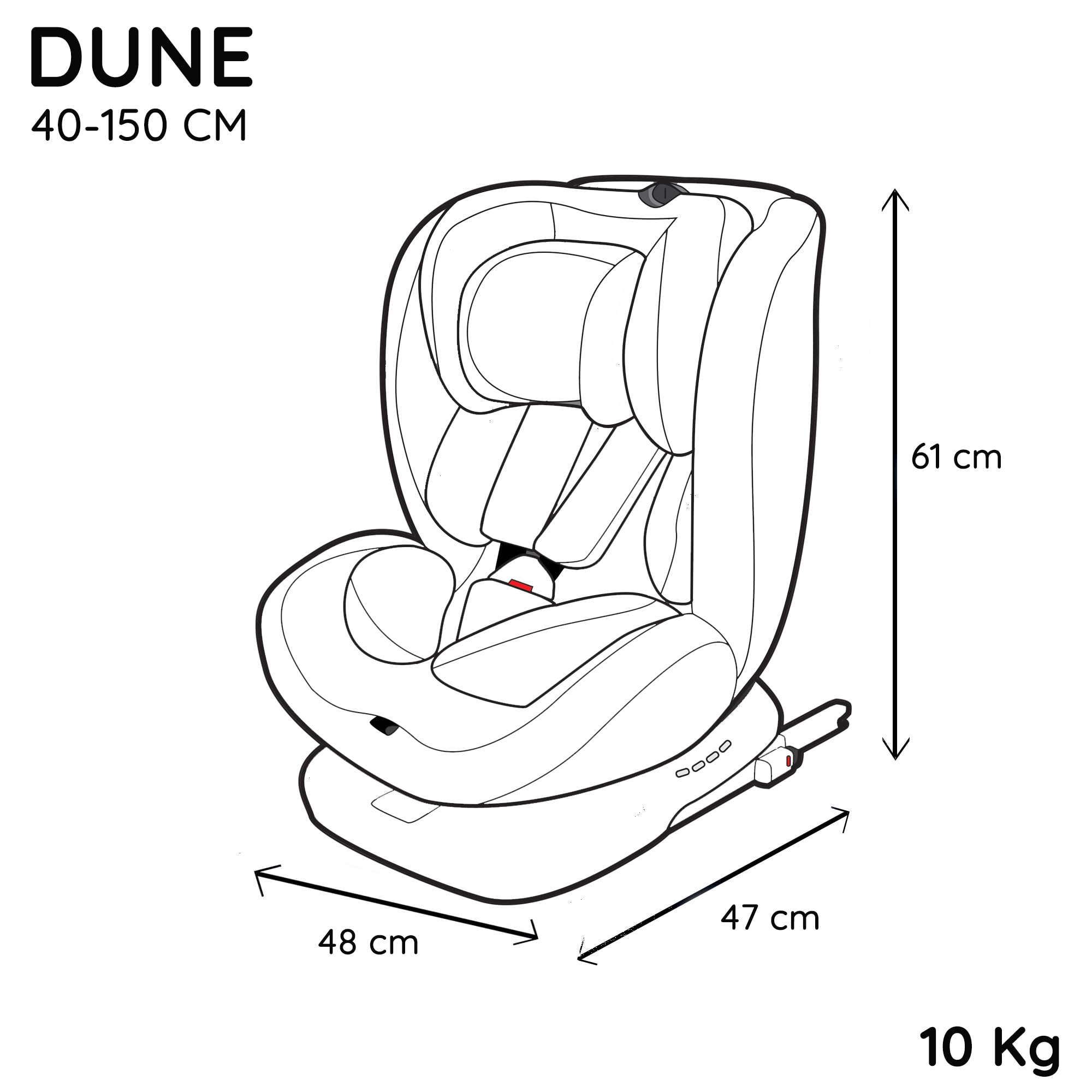 Nania - DUNE Silla de coche giratoria 360° Talla I 40-150 cm - Evolutiva desde el nacimiento hasta los 12 años aproximadamente - Grupo 0+/1/2/3 - Fijaciones isofix - Protectores laterales