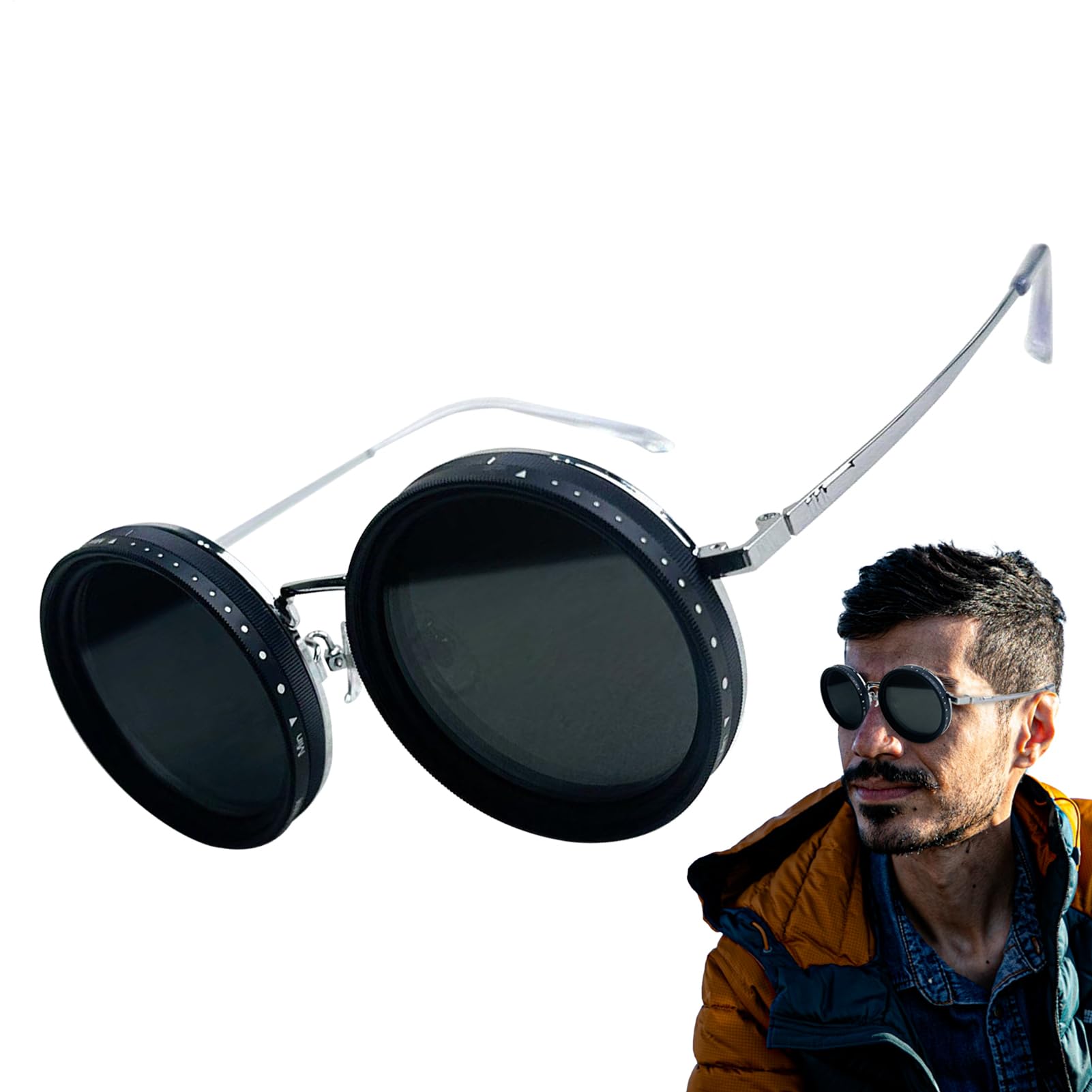 Męskie sportowe okulary przeciwsłoneczne – regulowane polaryzacyjne okulary wędkarskie, zaokrąglone okulary motocyklowe, ochrona przed promieniowaniem UV do jazdy na rowerze, wygodny uchwyt na nos