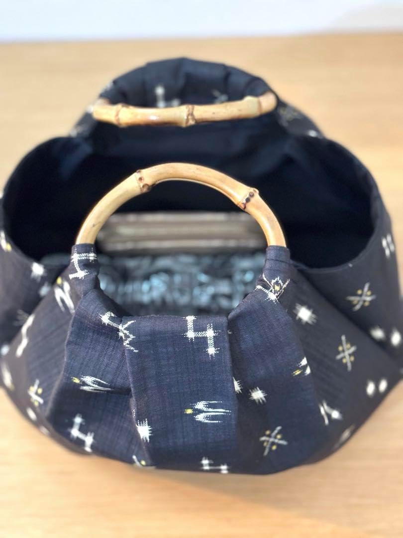 琉球柄 沖縄絣柄 琉球絣黒和装バック・着物バック 入学卒業結婚式