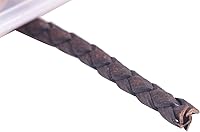 Vista 2 de KONMAY - Cordón de cuero trenzado genuino de 5 yardas, 3.0mm, marrón antiguo, redondo, para cuerda de bolo