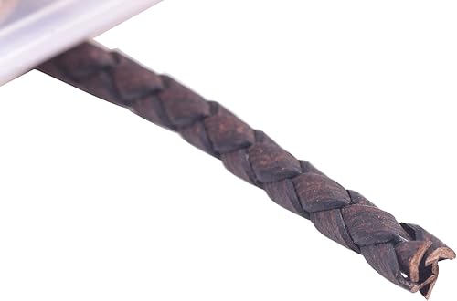 Miniatura 2 de KONMAY - Cordón de cuero trenzado genuino de 5 yardas, 3.0mm, marrón antiguo, redondo, para cuerda de bolo