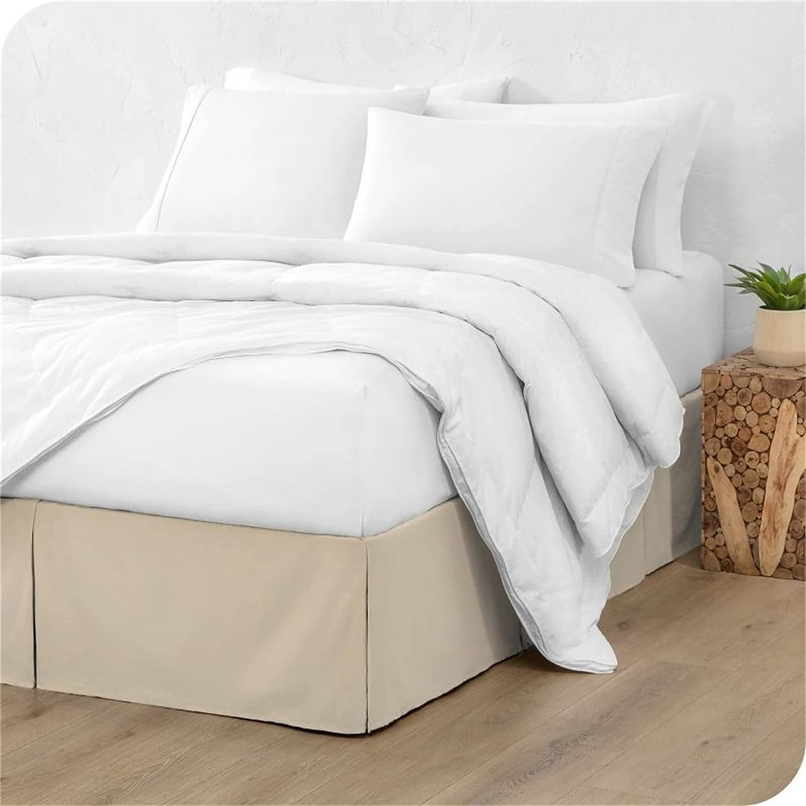 ISZI Mantovane Giroletto in Poliestere Letto Gonna da Letto Rivestimento per Giroletto Matrimoniale Vestiletto Matrimoniale Coprirete Singolo Gonna da Letto,Beige,140 * 200+35cm