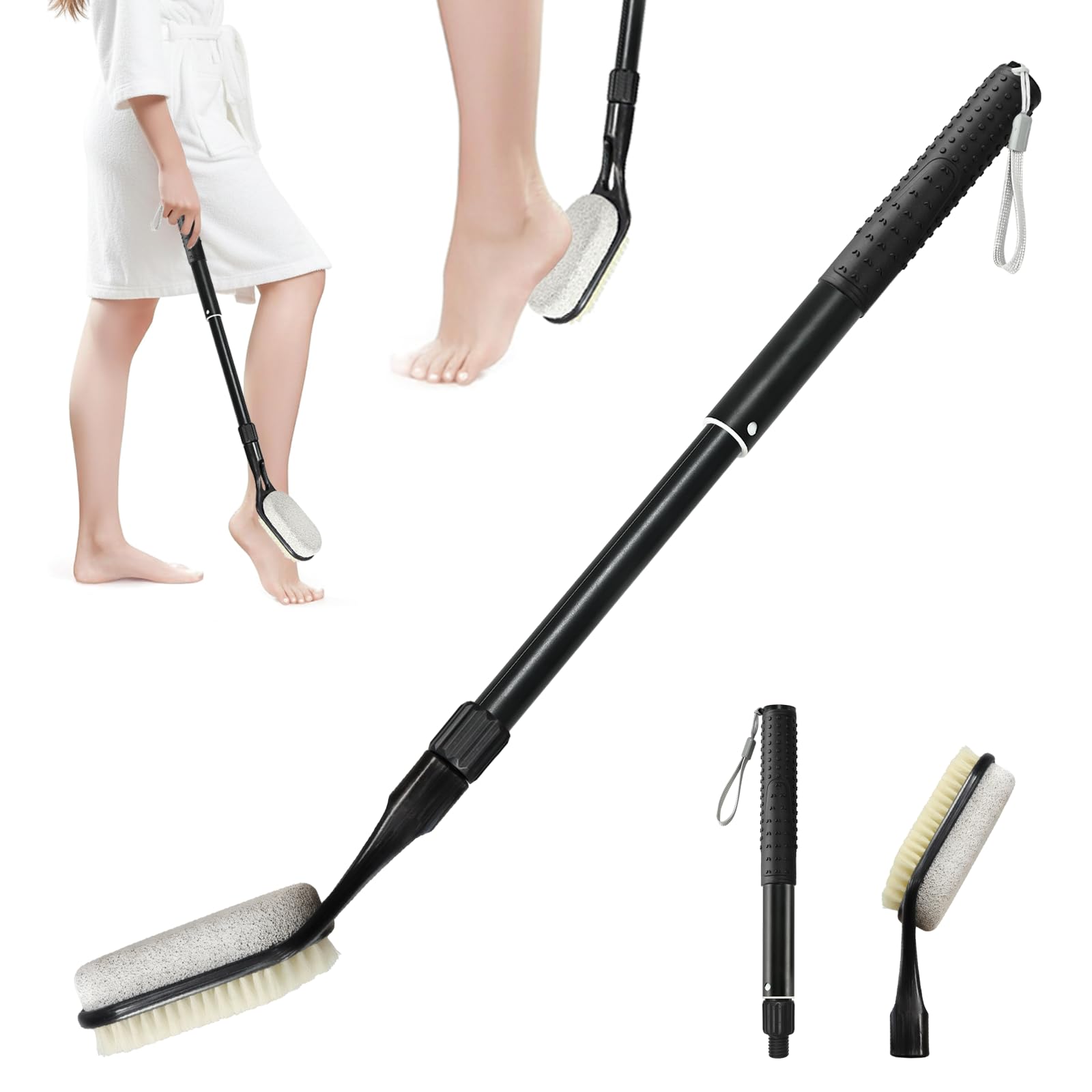 Photo 1 of ***Stone is broke in half***Gobiteli Foot Scrubber with Pumice Stone for Feet, 17”-25” Foot Pumice Stone for Feet Dead Skin Remover, Foot Brush for Shower for Seniors,Men and Women***Stone is broke in half***