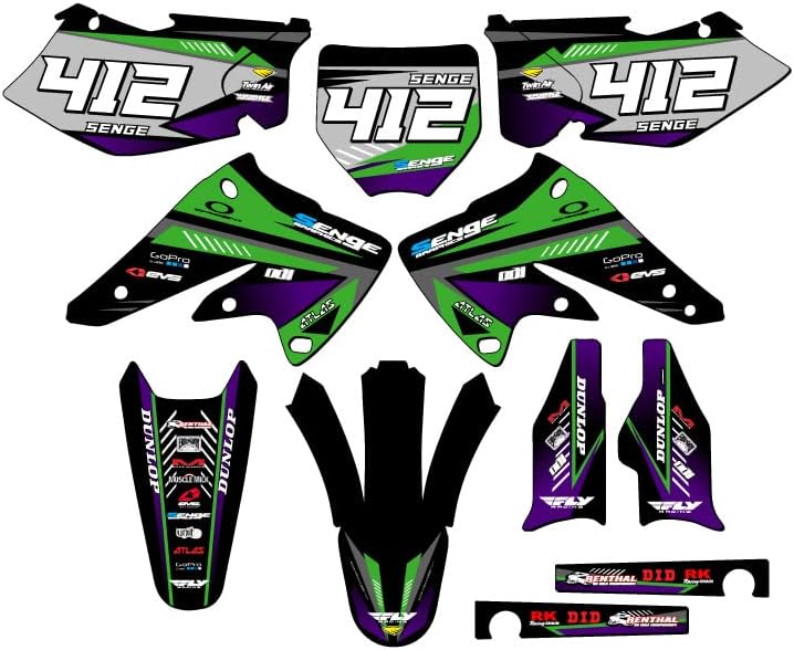2004-2005 KX 250 F Surge Green Senge Graphics Base Kit Compatible with Kawasaki