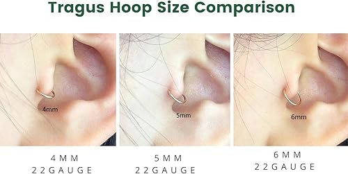 Miniatura 5 de 4mm Super Tiny Cartilage Hoop, Helix Hoop Earring, Tragus Piercing Jewelry Sterling Silver 20g 4mm -12mm