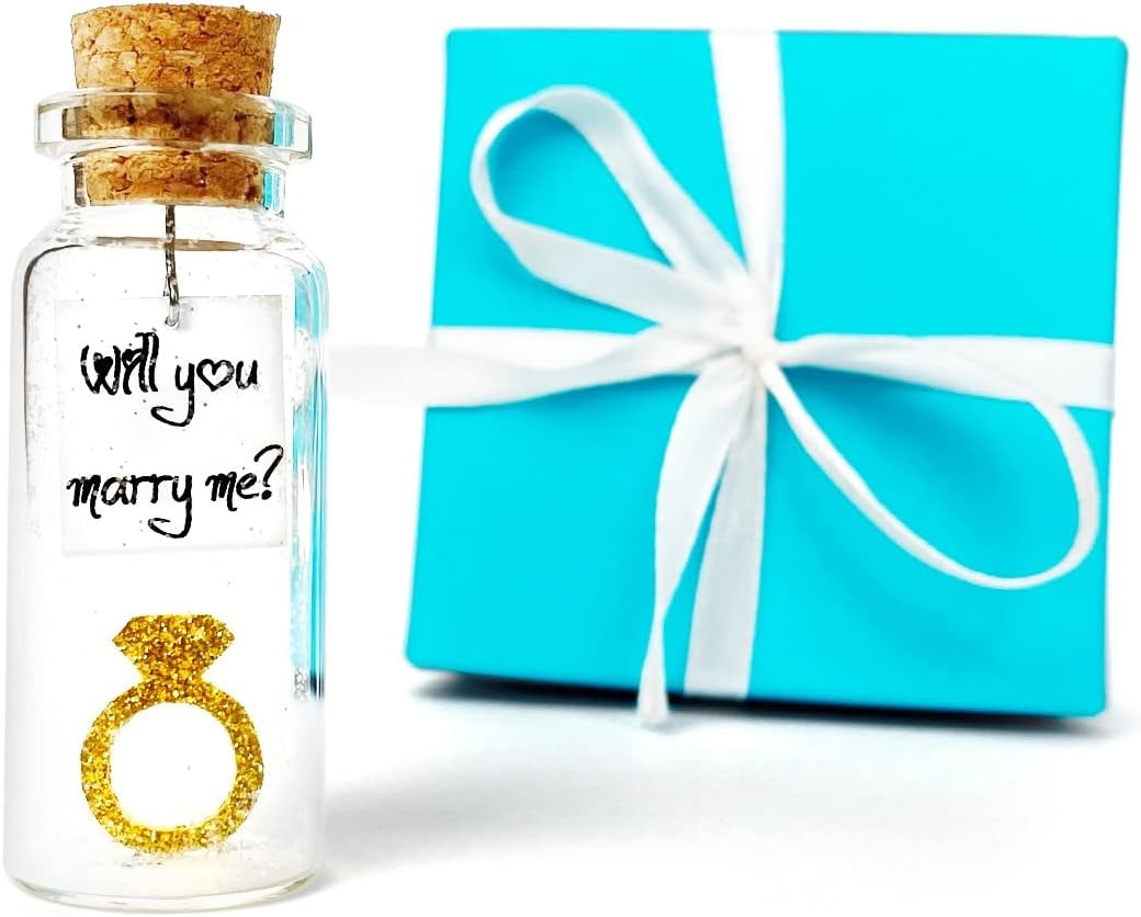 Kseniya Revta Girlfriend and Boyfriend Gifts - Anniversary Present for Him or Her - Custom Photo Gift Bottle for Husband or Wife - Ideal for Valentine Dates (Gold Ring, in Teal Gift Box)