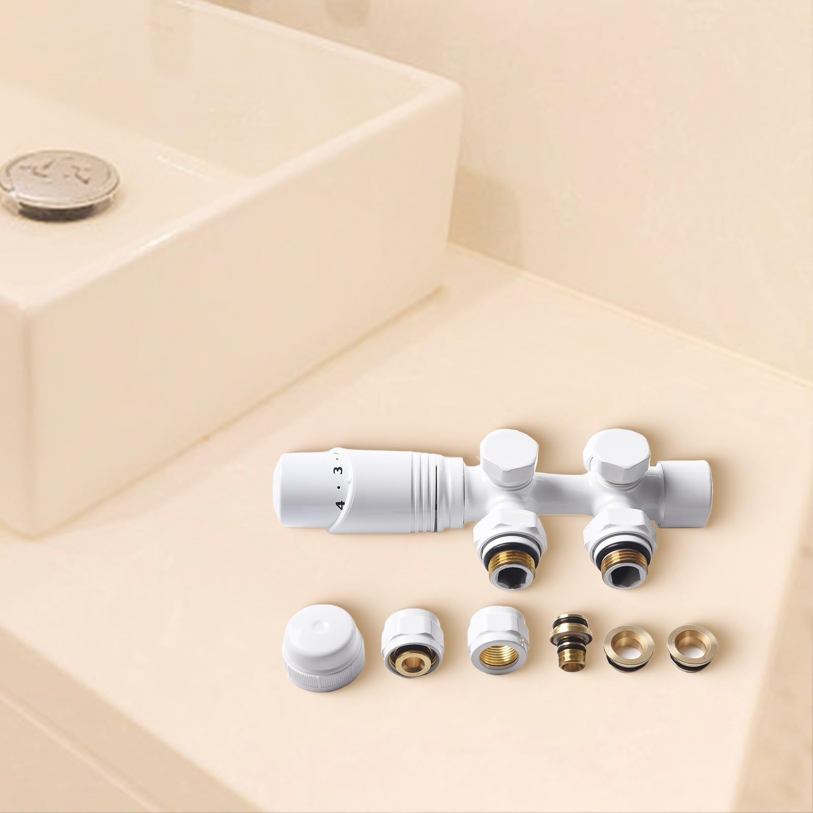 Valvola termostatica per termosifone, kit di controllo del riscaldamento centralizzato per bagno, scaldasalviette con testa sensore liquido, struttura in ottone e ABS per efficienza energetica