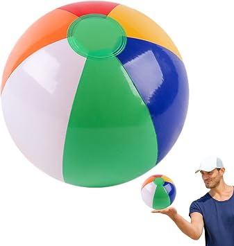 Rainbow Inflatable Ball - Beach and Pool Toy Set, Outdoor Inflatable Water Ball Toy | Colorful Interactive Beach Ball for Kids, Water Playing Ball for Playground, Swimming Pool Party Fun