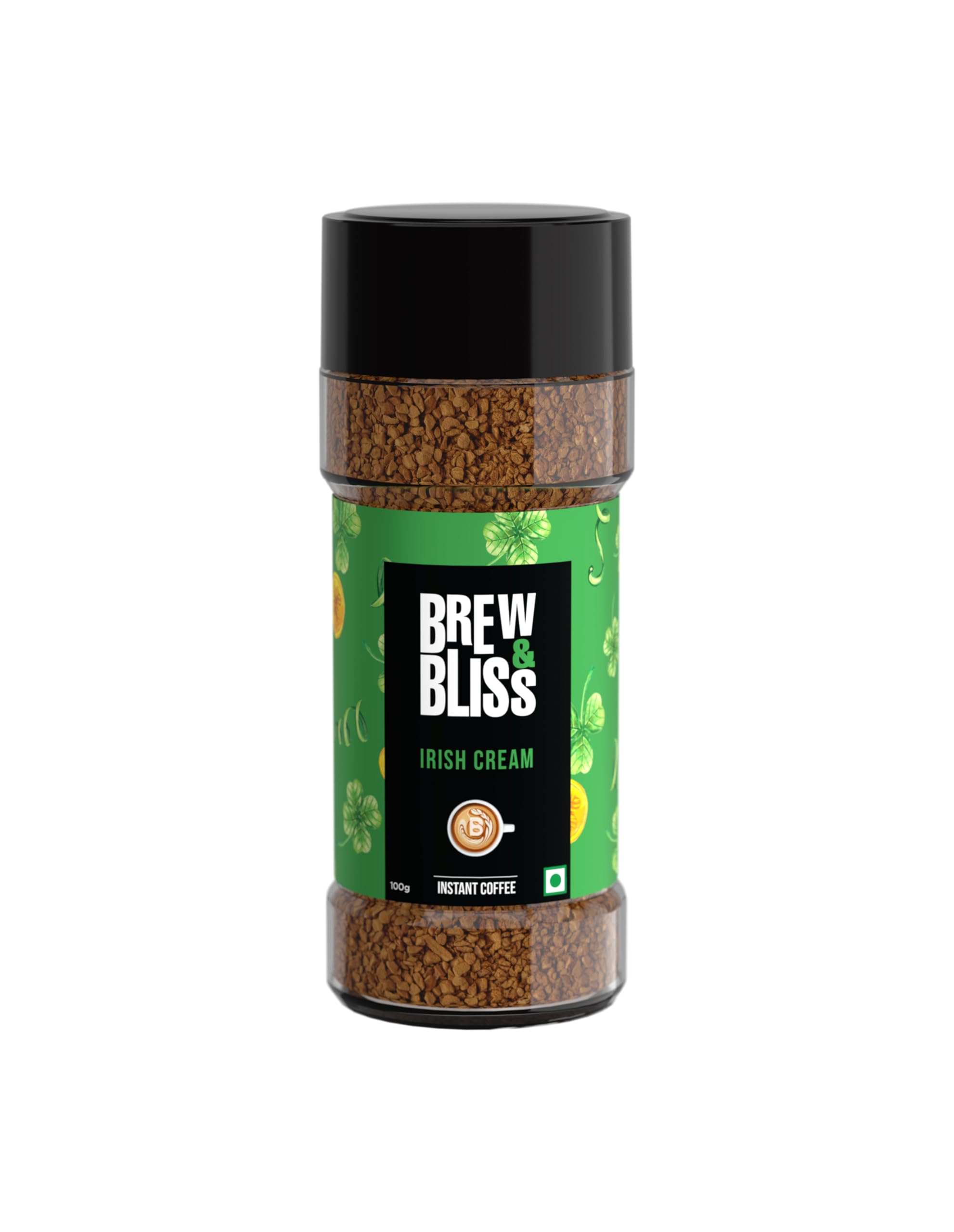 Brew and Bliss Irish Cream Coffee | 100 Gram | Flavored Instant Coffee | 100% Authentic Coffee Powder For Hot & Cold Coffee | Serves Cafe Style Coffee Upto 50 Cups, Bottle