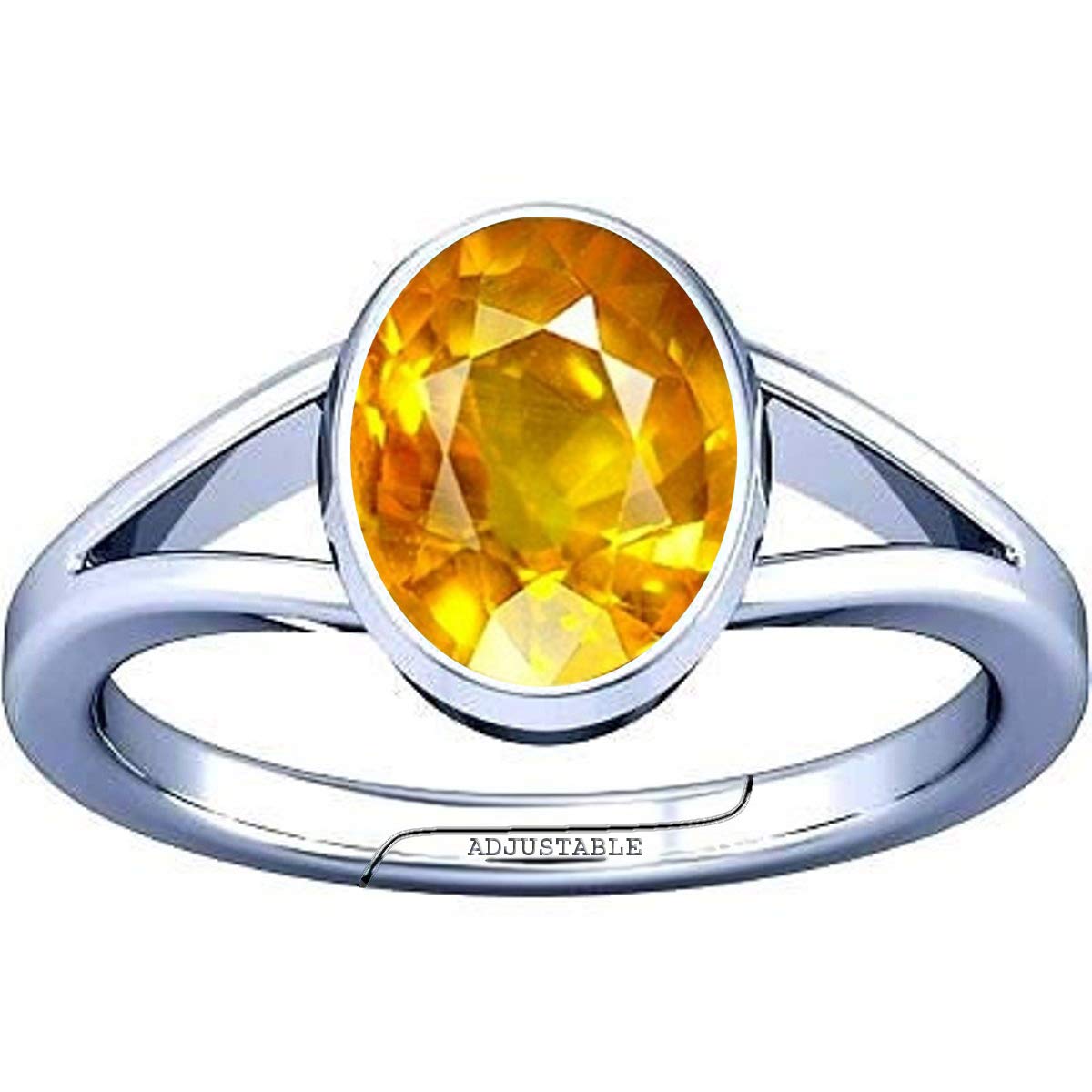 11.25-11.50 Carat Yellow Sapphire Pukhraj Gemstone Silver Adjustable Ring for Men & Women