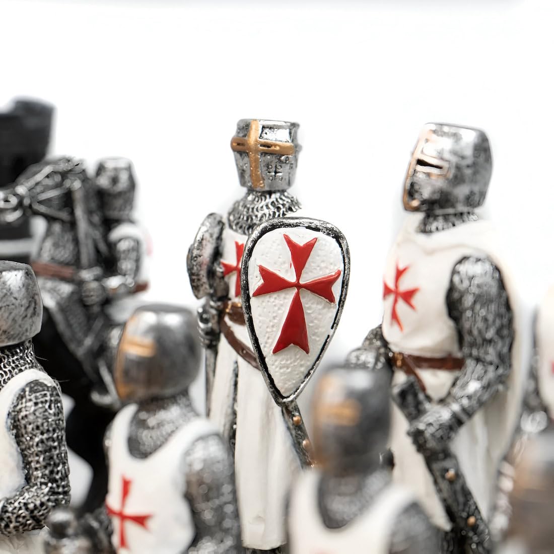 Set Templars + boîte à chessboard en cuir + set de checker
