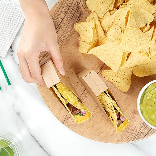 Miniatura 7 de Restaurantware Bio Tek - Soporte para tacos individual de 4 x 1.25 x 2.25 pulgadas, 200 soportes para tacos a prueba de grasa, pequeño papel de