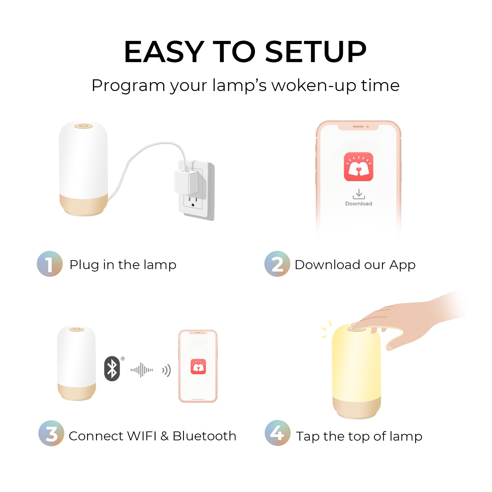 Tikkitouch Long Distance Lamp Set of 2 WiFi Touch Lamp Long Distance Relationship Gift for Couples, Mom, Friends & Family