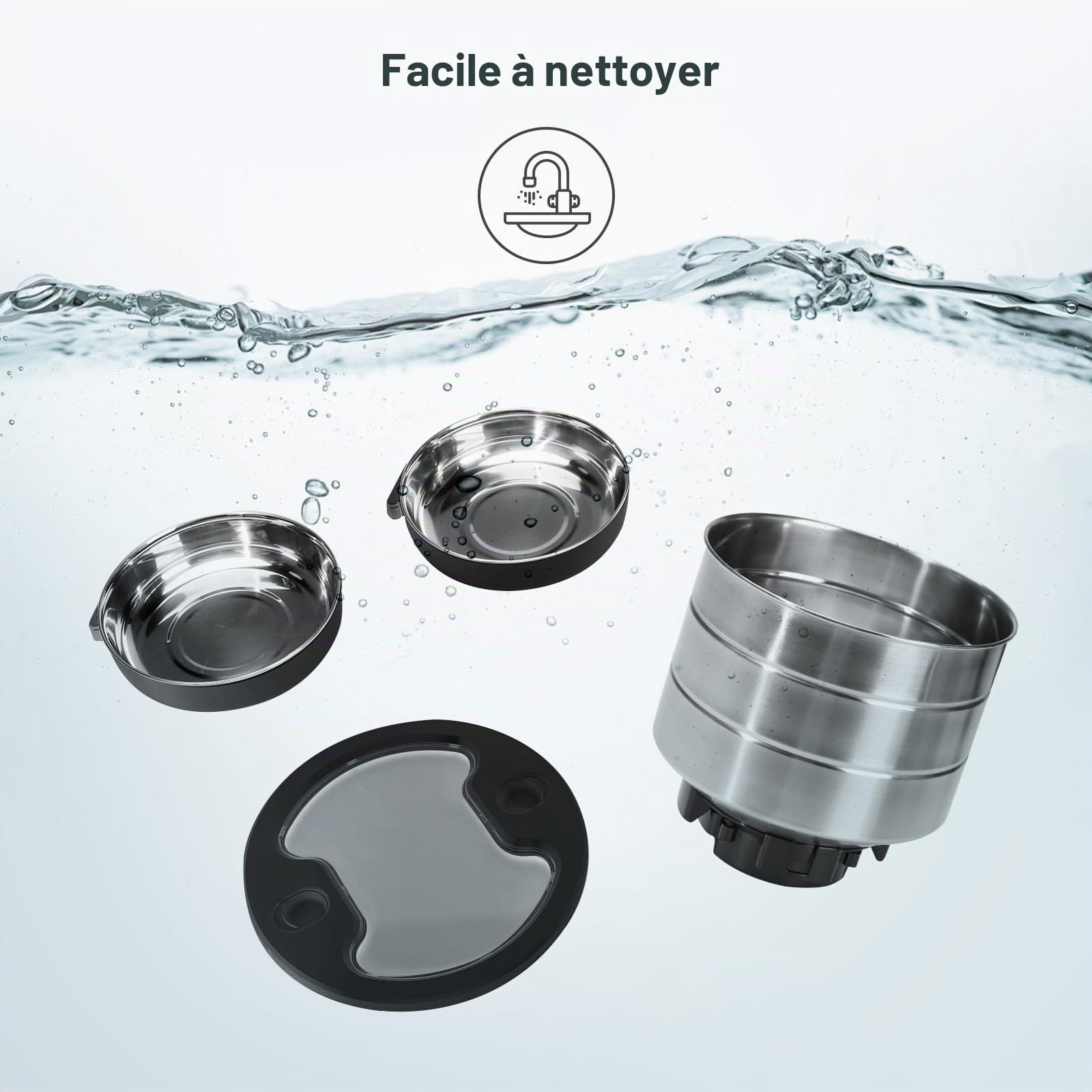 Distributeur Croquettes Chat Automatique Double,INOX Distributeur Croquettes Chien avec 2 Bols,Inoxydable Gamelle Electronique,par Jour Alimentation Personnalisé Distributeur Automatique (Bouton)