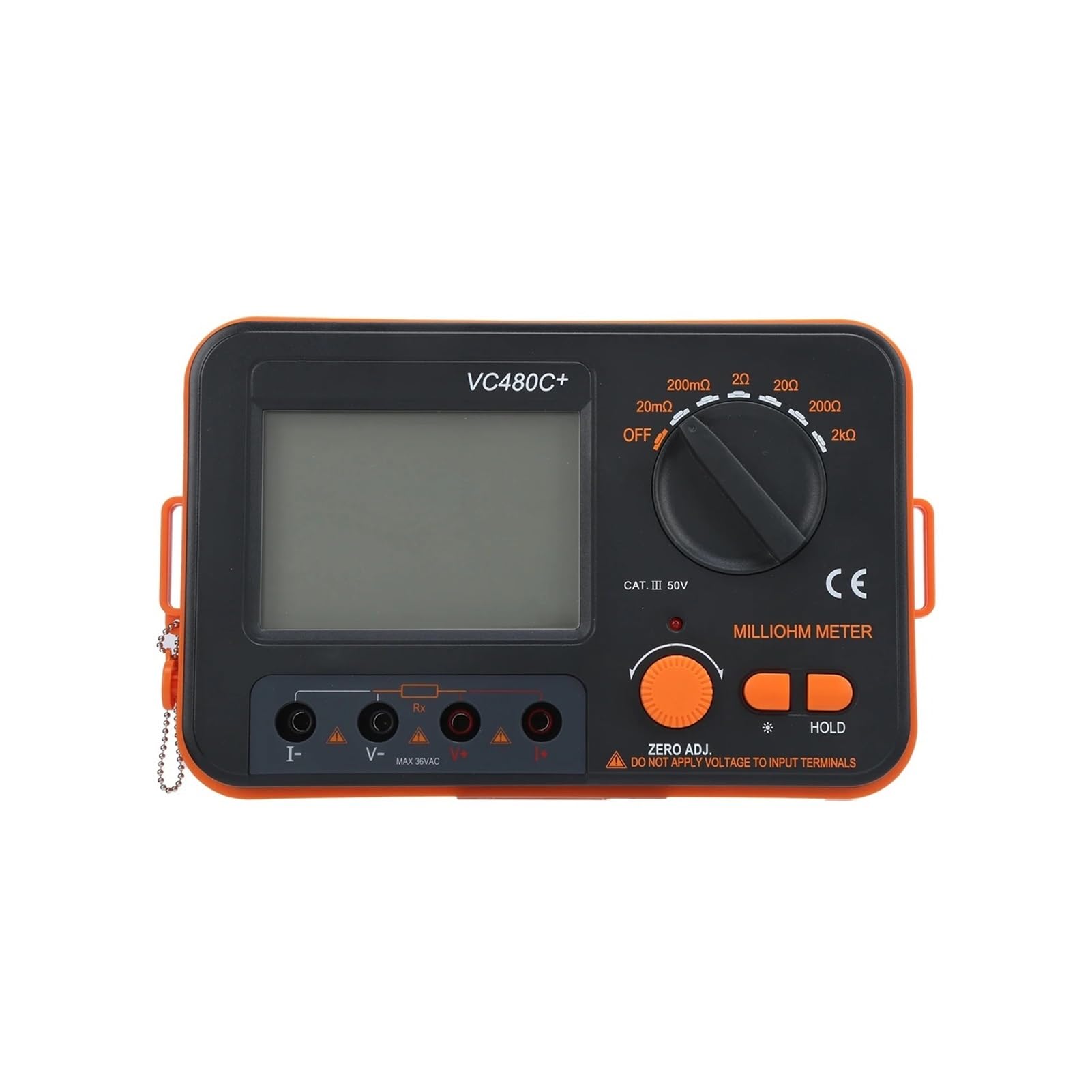 Comprobador de resistencia portátil VC480C, miliohmímetro digital 6 velocidades, 0,01 mΩ a 2 kΩ, 4 cables, comprobador baja,Seguridad eléctrica