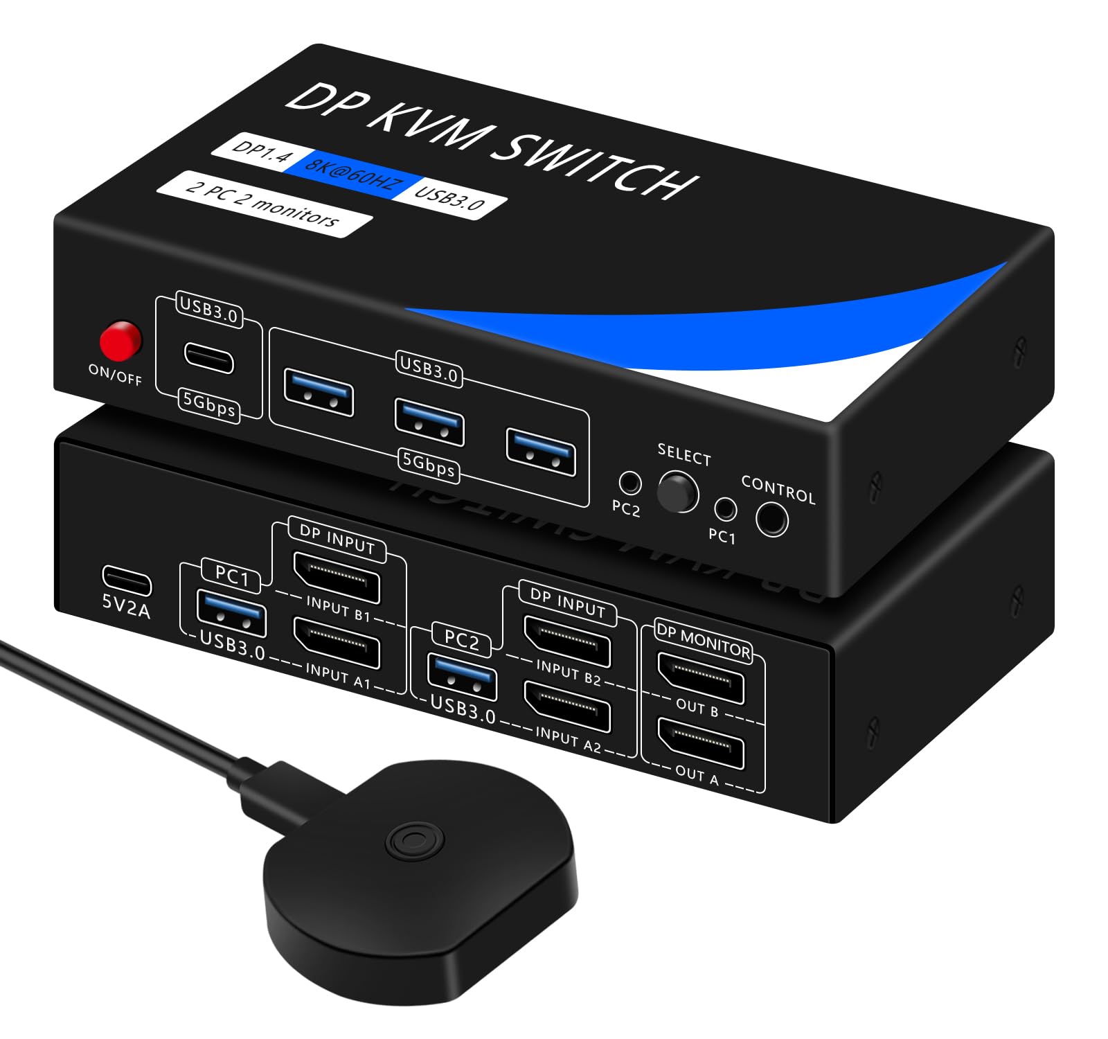 Dual Monitor Kvm Switch 2 Monitors 2 Computers HDMI 4k@60HZ,USB3.0. kvm switches 1 Monitors 2 Monitor 2 Computers,USB switcher 2 Computers Keyboard