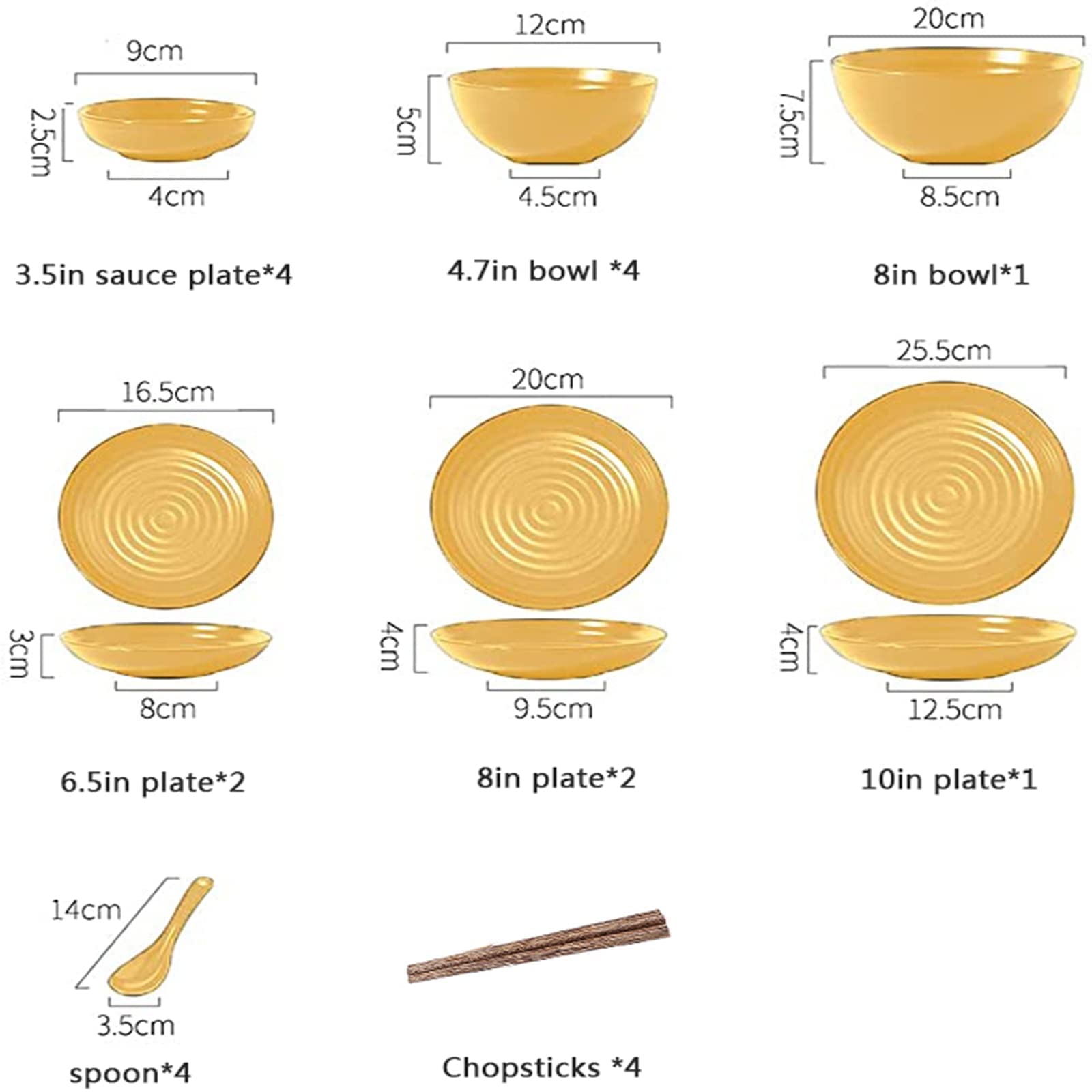 Set di Combinazione in Porcellana Set di stoviglie in Ceramica Set di stoviglie da Cucina Set di Piatti in Porcellana Servizio da 22 Pezzi per 4 Set di Piatti d