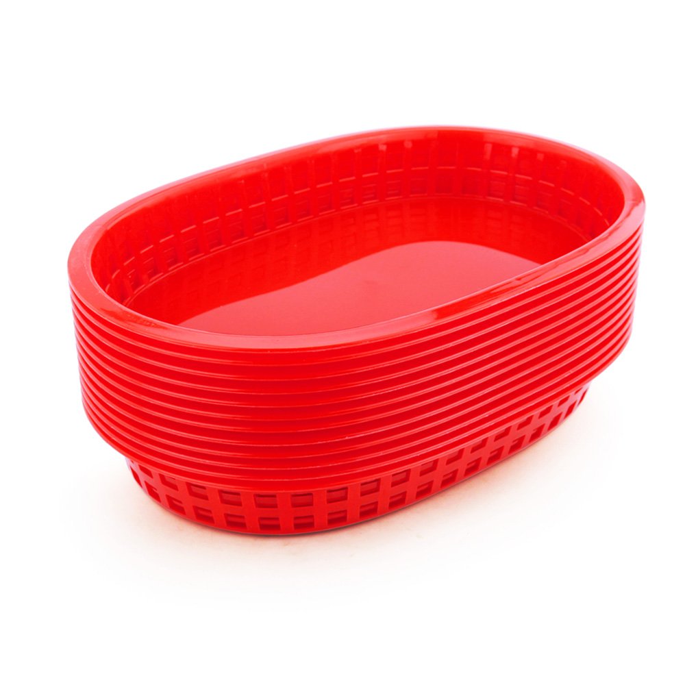 New Star Foodservice 44065 Fast Food Baskets, 10.5 x 7 Inch, Set of 12, Red