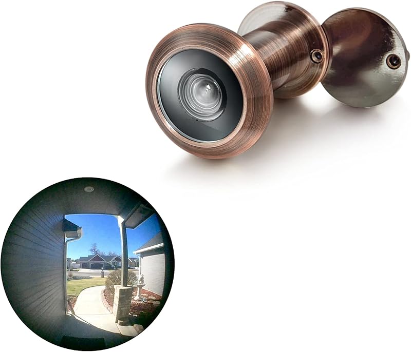 TOGU TG2814YG-AC Solid Brass UL Listed 220-degree Door Viewer with Heavy Duty Privacy Cover for 1-3/8" to 2-1/6" Doors, Antique Copper Finish