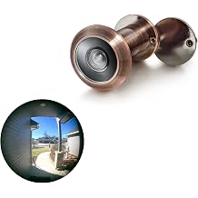 TOGU TG2814YG-AC Solid Brass UL Listed 220-degree Door Viewer with Heavy Duty Privacy Cover for 1-3/8" to 2-1/6" Doors, Antique Copper Finish