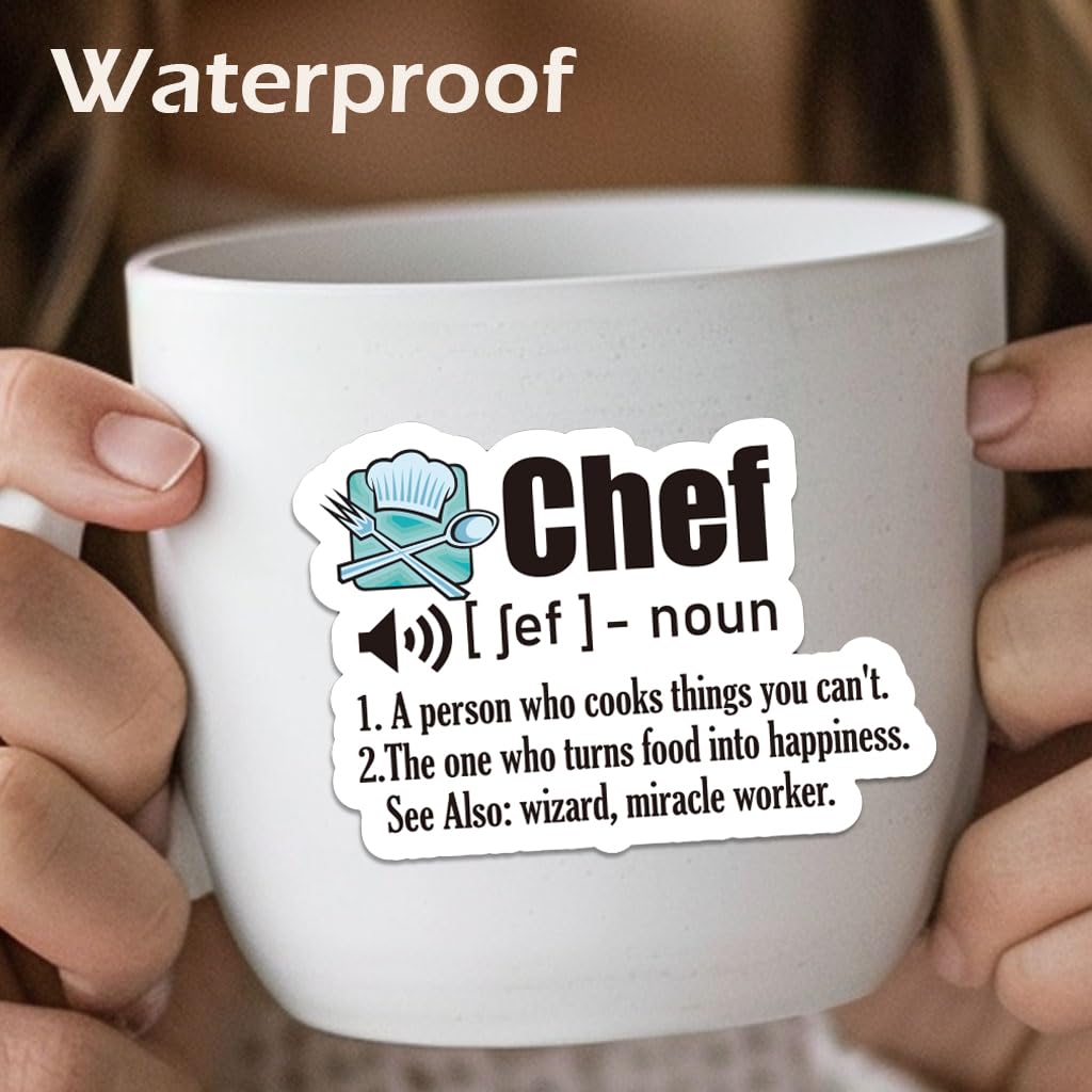 Funny Chef Stickers Pack | Waterproof Vinyl Decals for Water Bottles, Laptops,Car,Auto,Window | Ideal Chef Gifts Culinary School Supplies | Decorative Decals for Culinary Enthusiasts