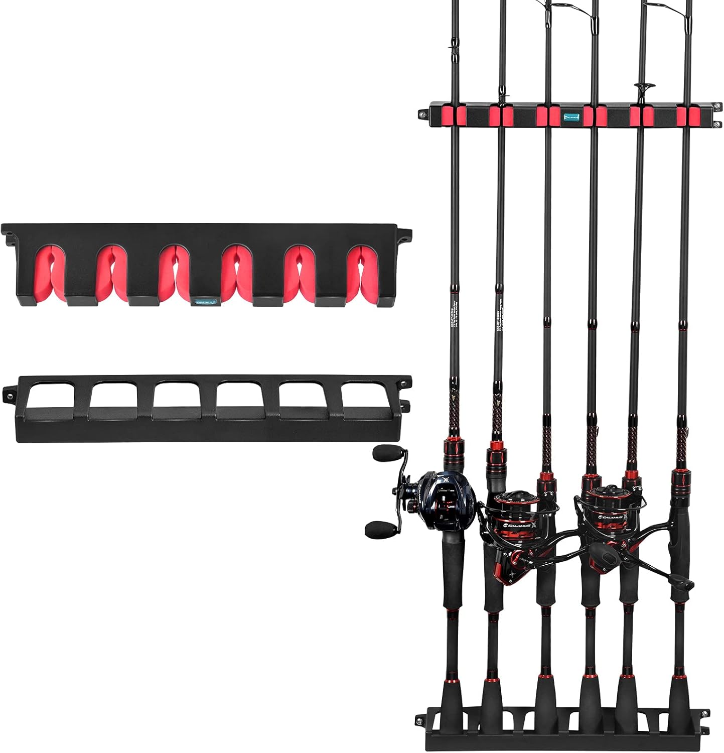 Calamus Vertical Fishing Rod Holder – Wall Mounted Fishing Rod Rack, Store 6 Rods or Fishing Rod Combos in 13.6 Inches, Great Fishing Pole Holder for Garage，Vertical 6-Rod Rack, 1 Pair : Sports & Outdoors