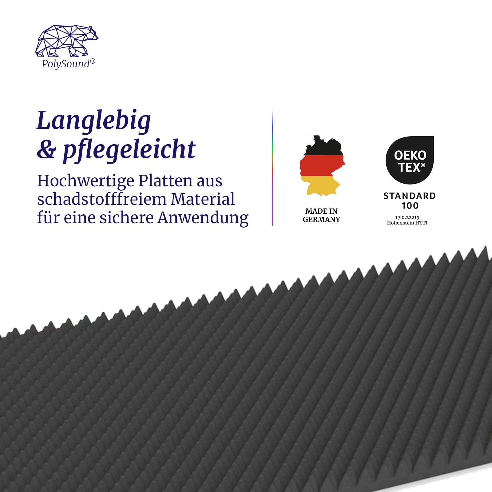 PolySound Noppenschaumstoff Akustik-Schallabsorber - effektive Schalldämmung für Studio, Proberaum & Gaming - reduziert Nachhall & Echo - 200x100x5 cm - Anthrazit