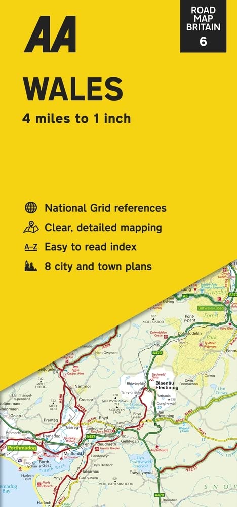 Road Map Wales (AA Road Map Series 6) (AA Road Map Britain) Map – Folded Map, 03 Mar 2022