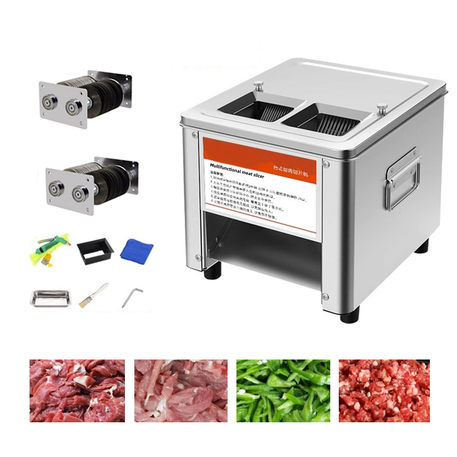 AYCDL Electric Meat Slicer and Shredder, Stainless Steel Professional Food Cutter, Ideal for Home and Commercial Kitchens,3.5+5Mm,3.5+7mm