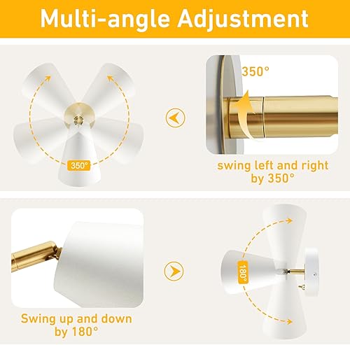 Miniatura 5 de FALCON HIMA Lámparas de pared modernas, lámparas de pared para dormitorio, sala de estar (blanco)