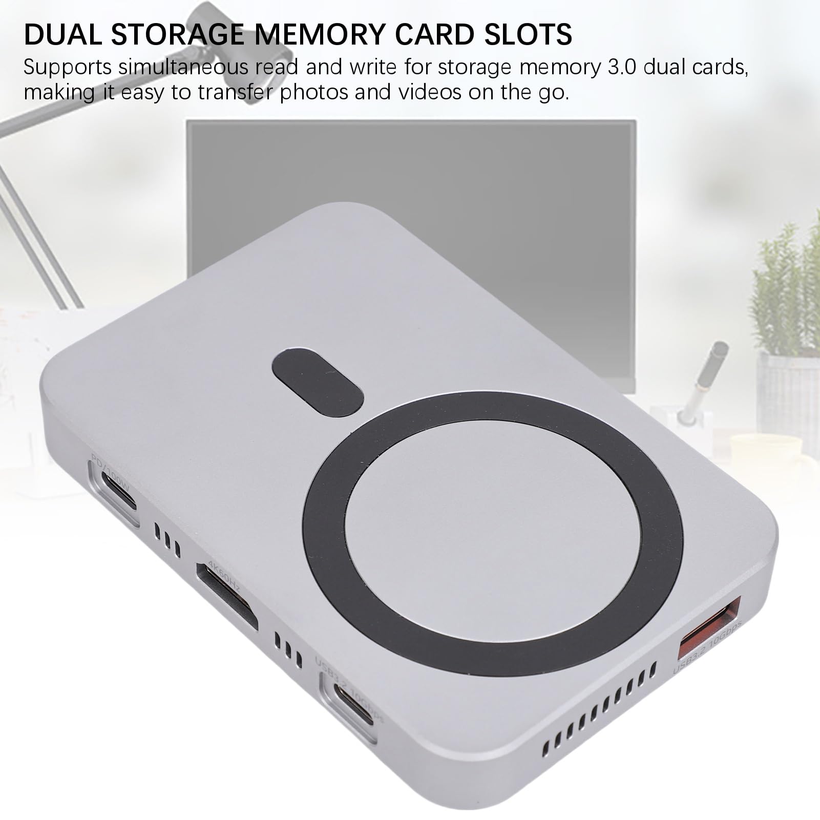 Tosuny Obudowa Dysku M.2 NVMe, 8 w 1 Hub USB C | 10Gbps USB 3.2 Transfer, 4K 60Hz Output, 100W PD, Dual SD Slots, for 2230 2242 2260 2280 SSD