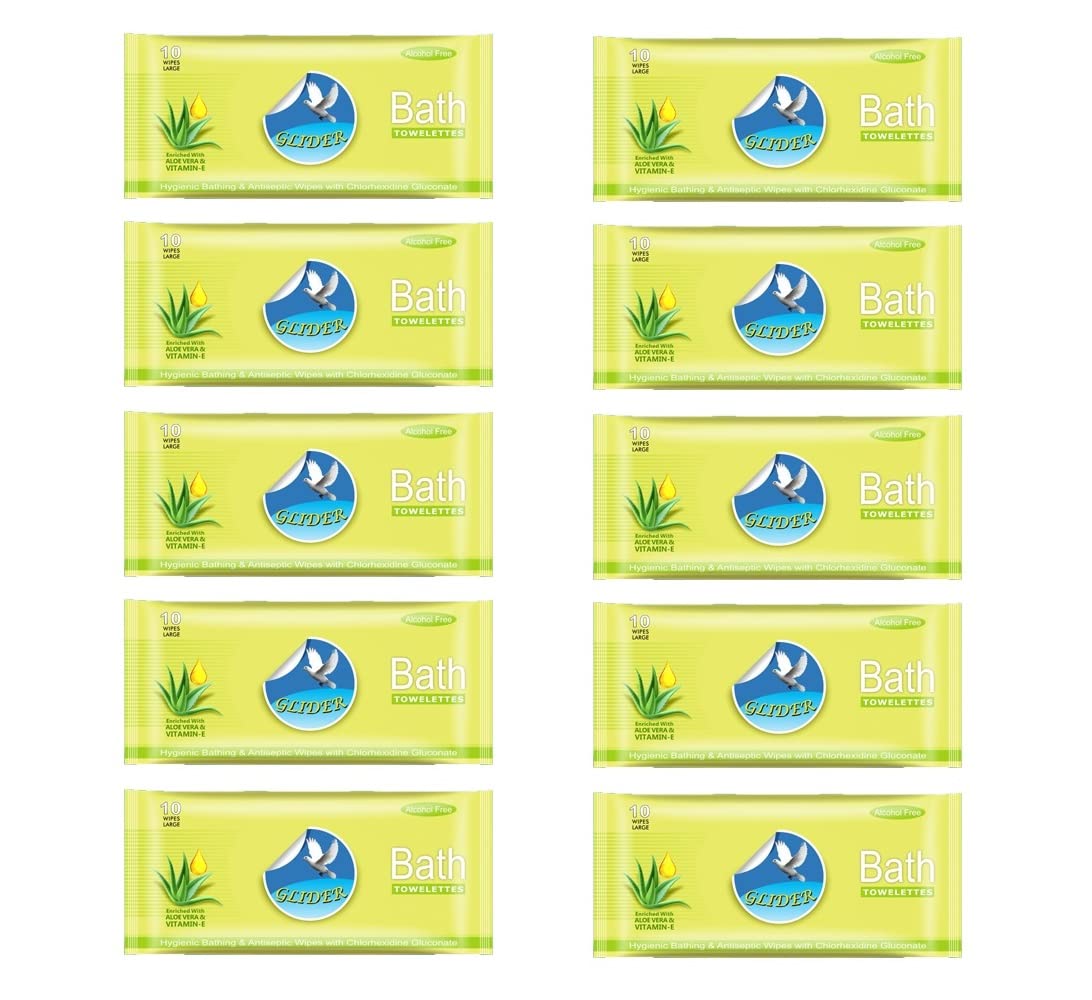 Glider Bed Bath Wipes, Large Adult Wet Wipes, Anti Bacterial, Refreshing Cleansing Towels for For Men & Women, 100 Wipes (Pack of 10) (B0C23N4MKL) Amazon Price History, Amazon Price Tracker