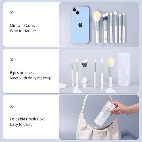 Miniatura 5 de MSQ Juego de 6 brochas de maquillaje, brochas de maquillaje de alta calidad, cepillo de mezcla para polvos sintéticos, brocha para sombra de ojos,