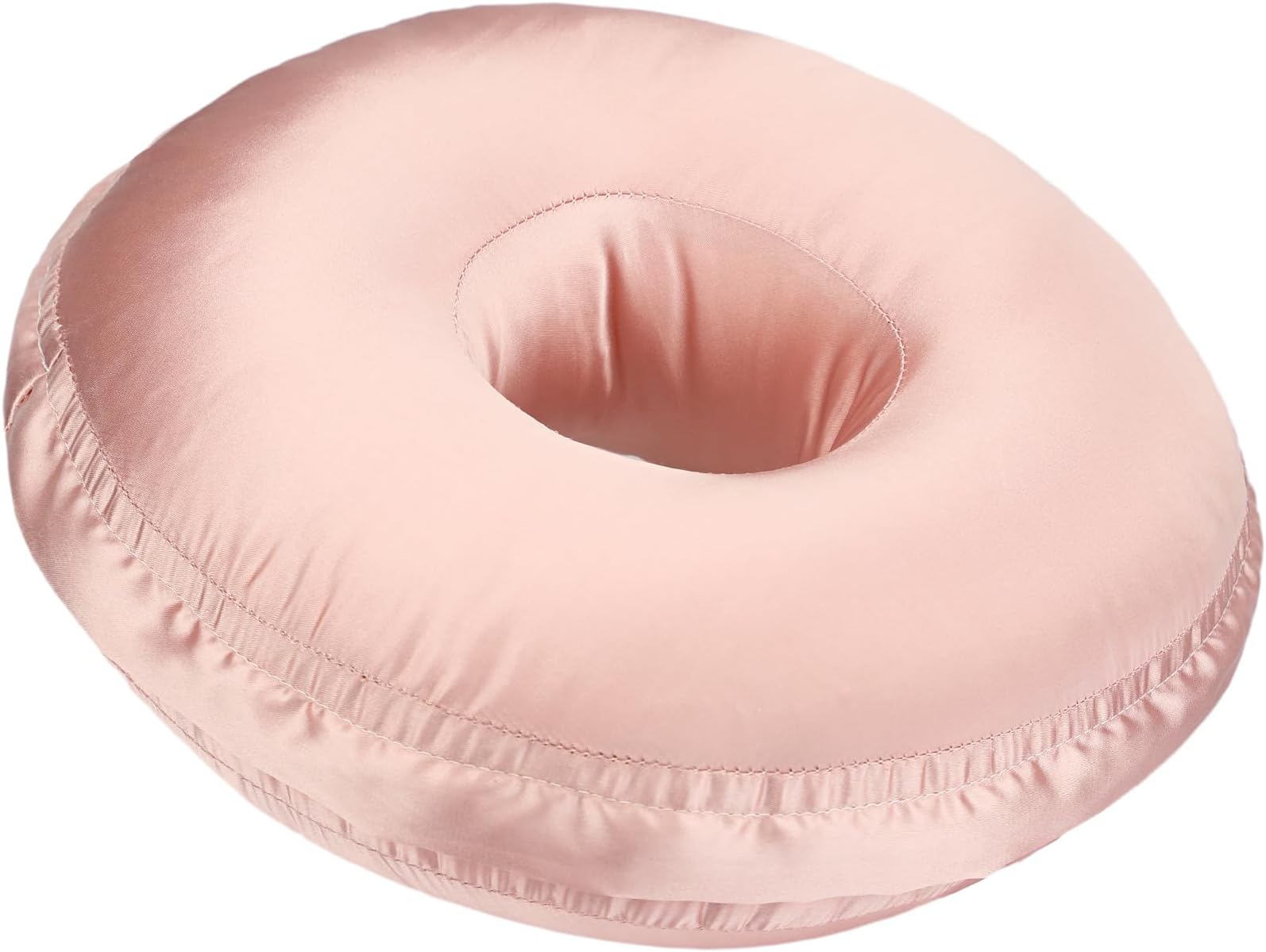Washable Silky Satin Ear Piercing Pillow with Removable Pillowcase Smooth Cooling Donut Pillows Hole for Ear Pain Relief CNH Sleeping Pressure Sore Side Sleepers Ear Guard Protector, Coral