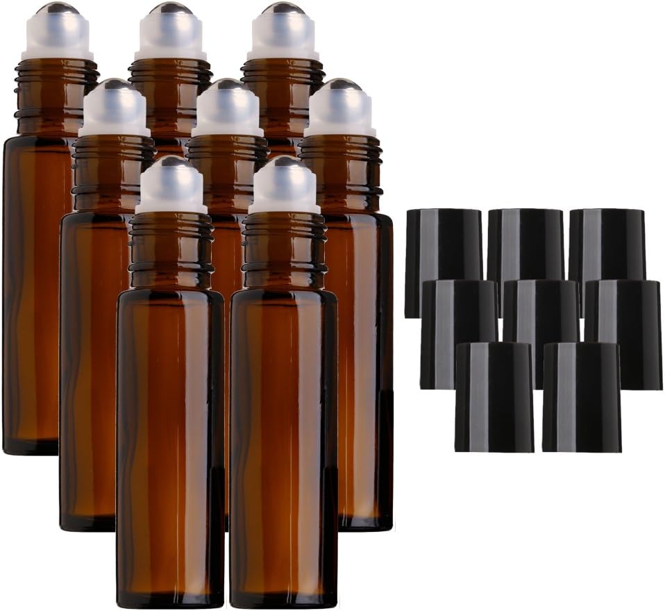 royal. Empty Sinide Roll on Glass Bottles for Essential Oil (10 ml) -Set of 8