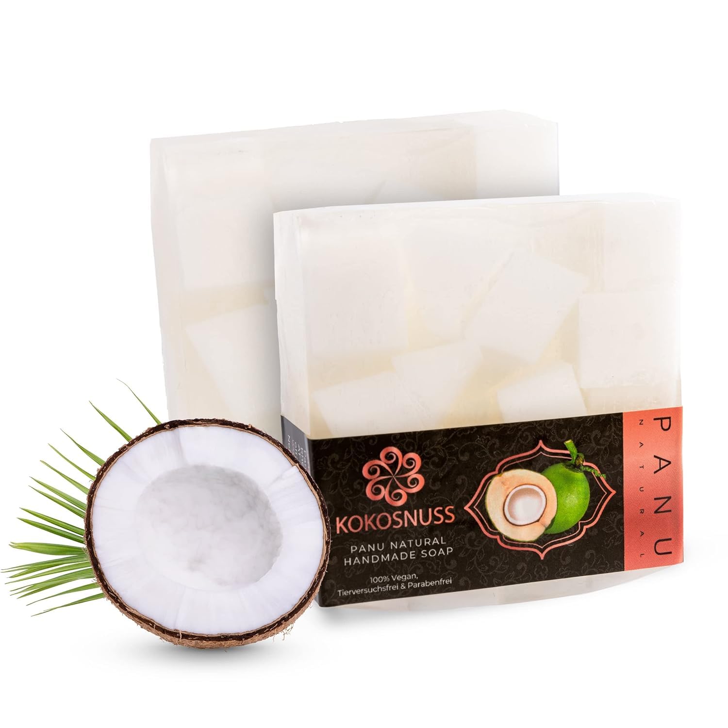 Panu Soaps Coco - Jabón de Ducha Vegano para Todo Tipo de Piel - Jabón Natural como Gel de Ducha Sólido y Champú Sólido - Jabón de Ducha Natural como Gel de Ducha Sólido