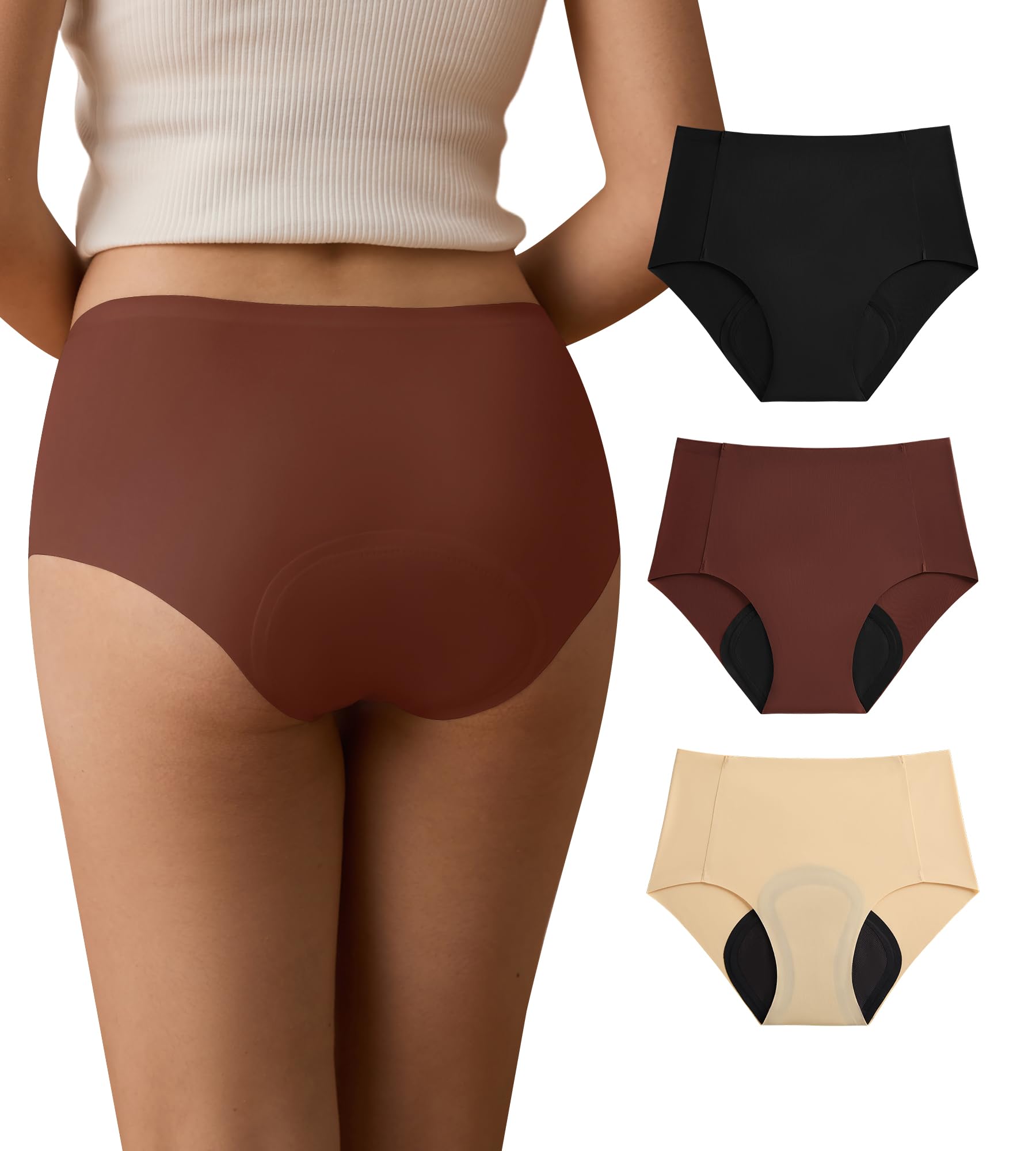 SHARICCA Perioden Unterwäsche Starke Blutung Hohe Taille Periodenunterschwäsche Seamless Slips Damen Lecksicher Menstruationsunterwäsche 40ML