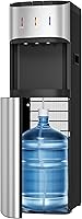 Tehanld Bottom Loading Water Cooler Dispenser for 3/5 Gallon Bottles - Hot, Room & Cold, Child Safety Lock, Aluminum Silver