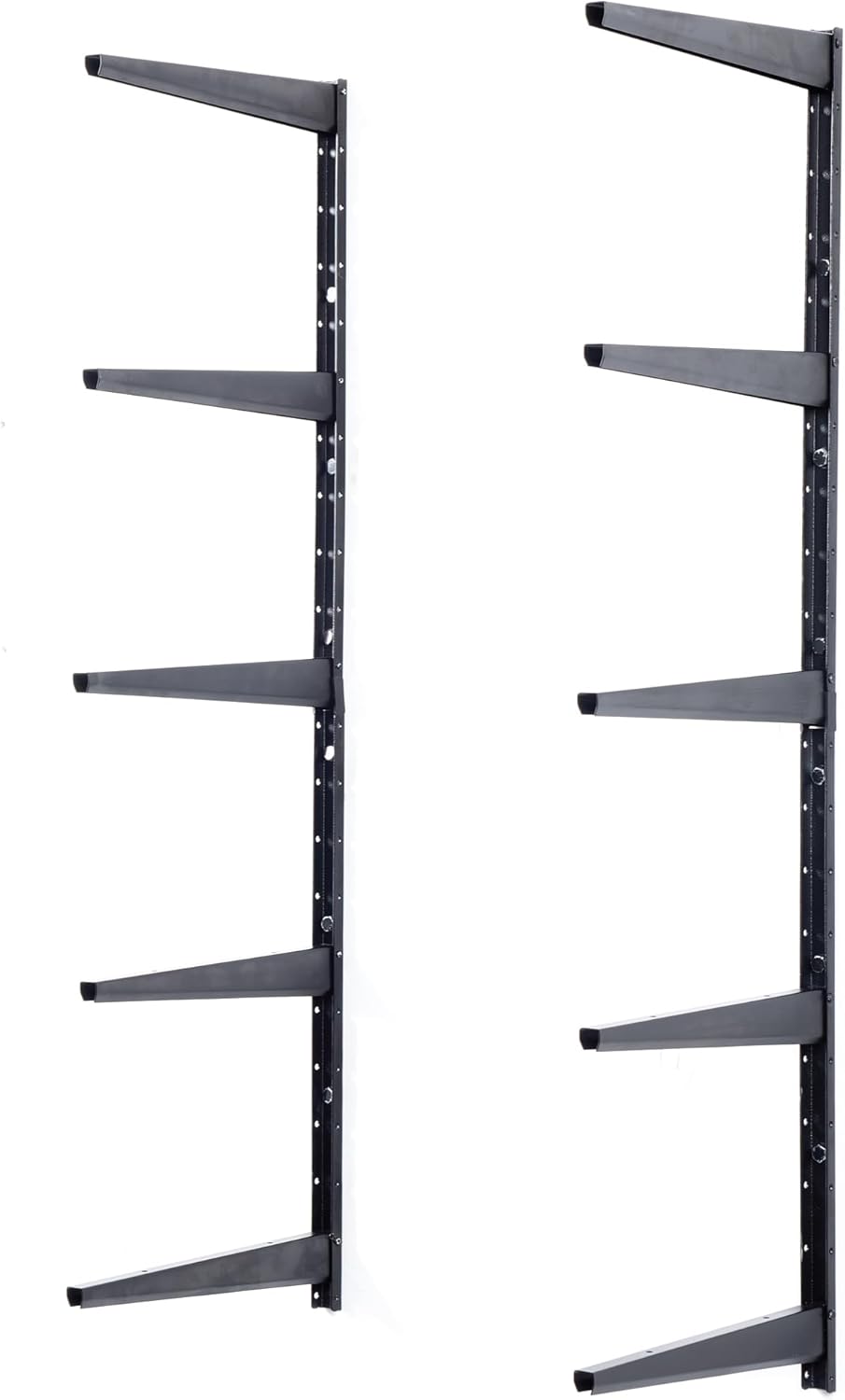 Minimalistic Black Shelf Brackets by Delta Cycle, Set of 10 Fully Adjustable 12-inch Heavy Duty Shelf Brackets, Holds Up to 480 lbs, Modern Shelf Bracket for Wood Shelves 12" Black 5-Tier Heavy Duty Rack