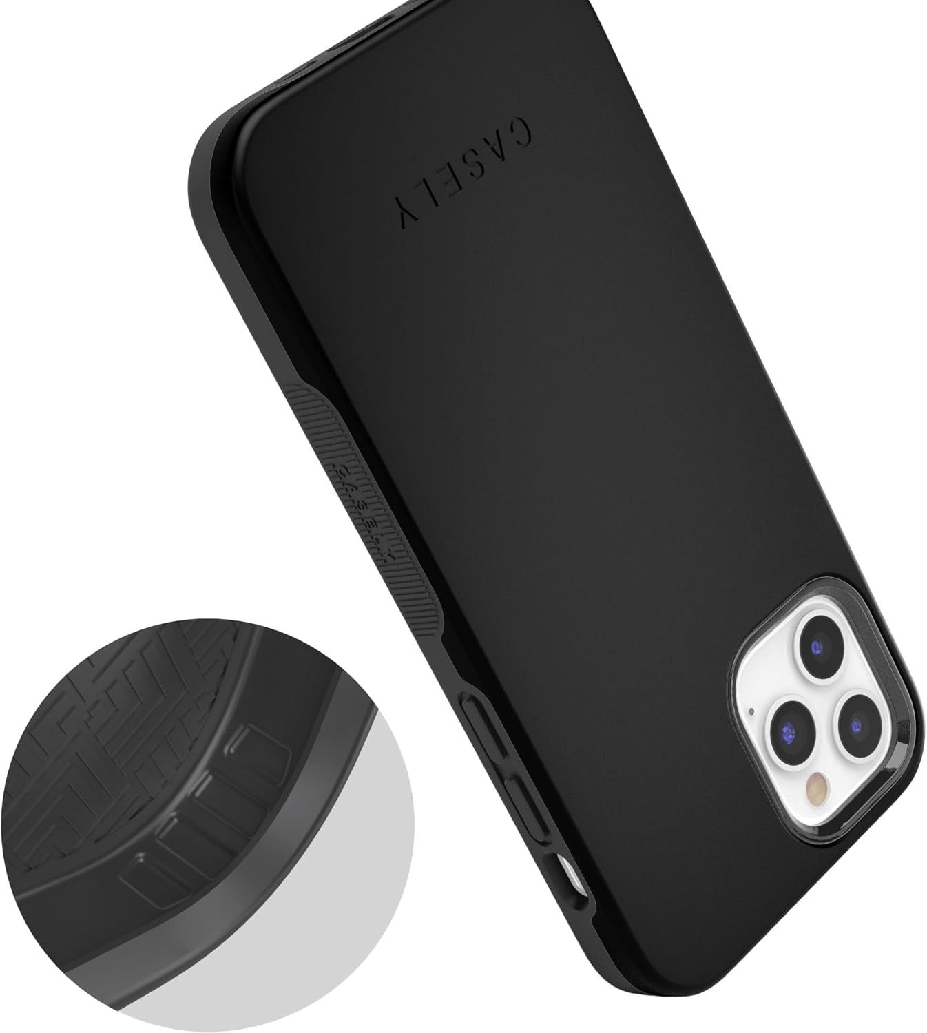 Casely iPhone 12/12 Pro Case | Black on Black | Bold Protective Design | Compatible with MagSafe