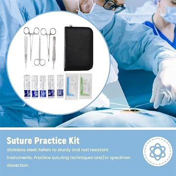 Suture Kit,Stainless Steel Training Instruments with Scalpel Blades for Veterinarian,Biology and Dissection Lab Students