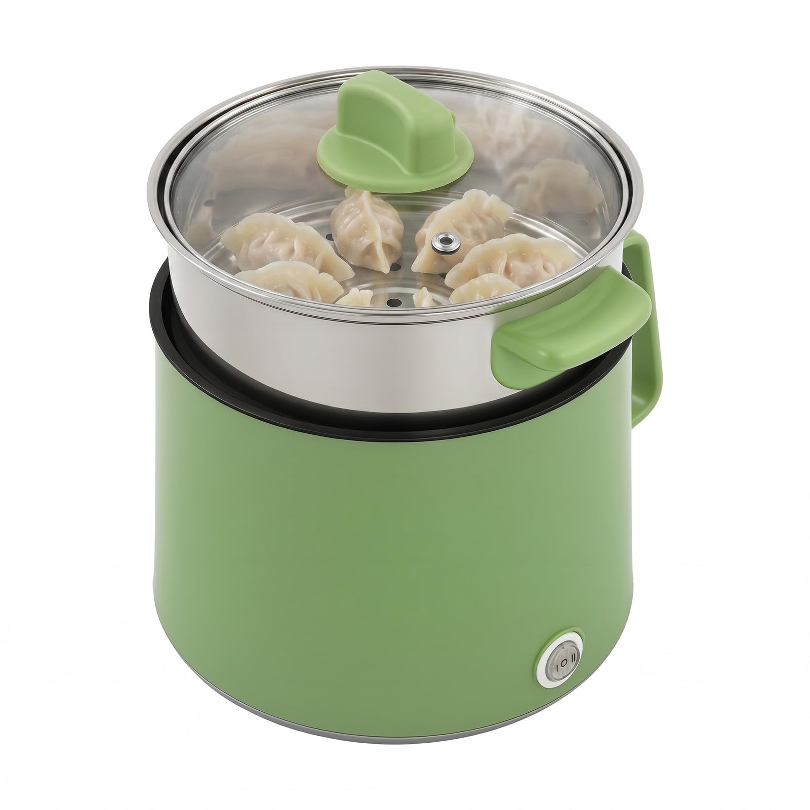1.7L Versatile Electric Hot Pot with Steamer, Mini Electric Cooker (Green)