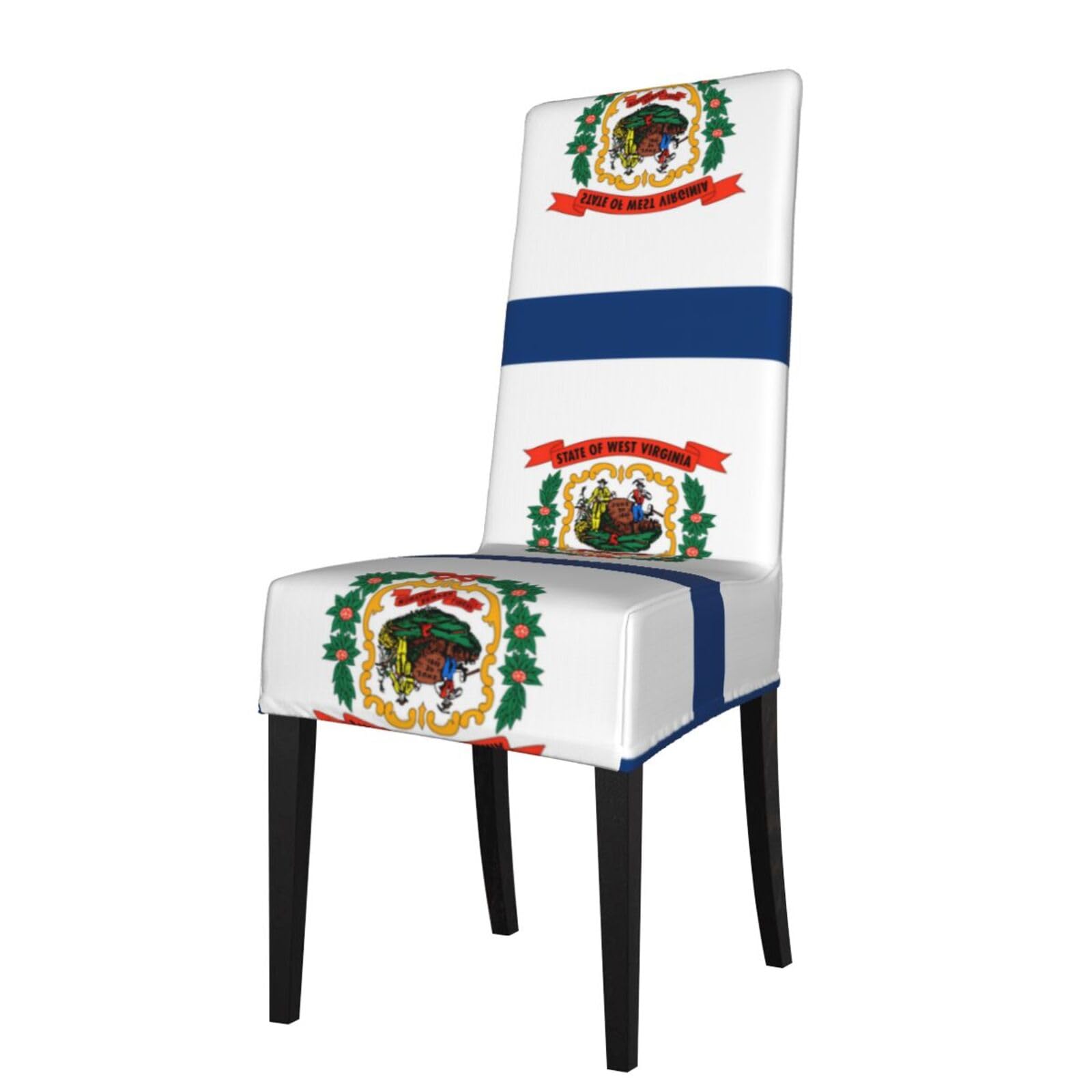 Hlsbssl Black West Virginia Flag Printed Dining Chair Covers, Fully Enclosed, Removable And Washable, Suitable For Family Banquets And Celebrations