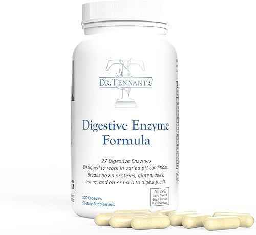 Dr. Tennant's Enzimas digestivas | Alivio de ERGE, acidez estomacal y reflujo ácido | Apoya la salud intestinal y el alivio de la hinchazón | 2